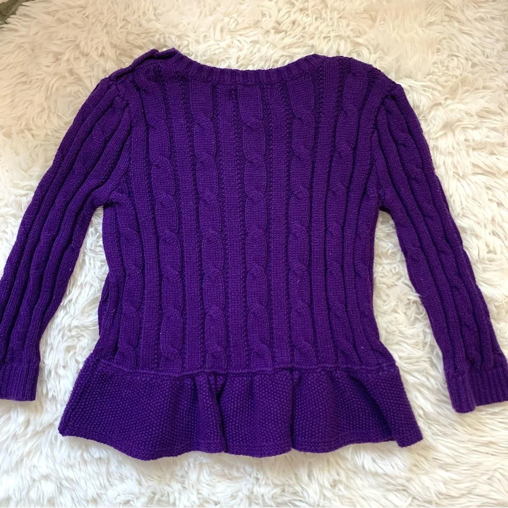 Ralph Lauren Preppy Baby Cotton Cable knit Sweater Dress purple 18M Toddler Girl